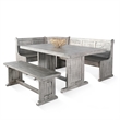 Pemberly Row Contemporary Alpine Gray Wood Breakfast Nook Dining Set
