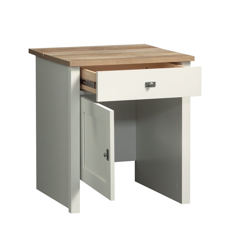 Pemberly Row Engineered Wood BotStop Side Table in Soft White Finish