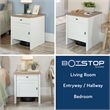 Pemberly Row Engineered Wood BotStop Side Table in Soft White Finish