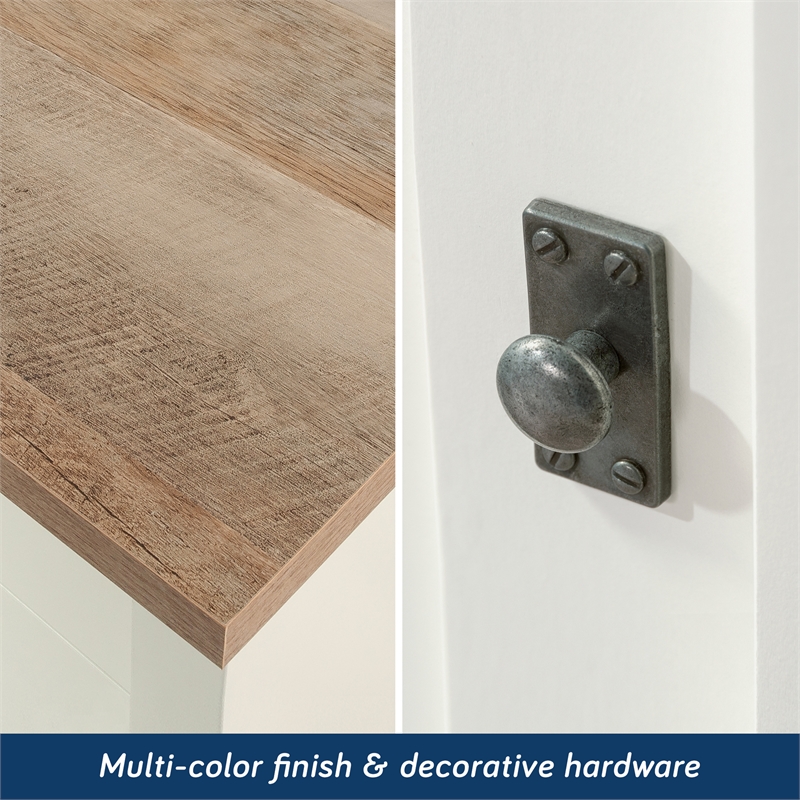 Pemberly Row Engineered Wood BotStop Side Table in Soft White Finish