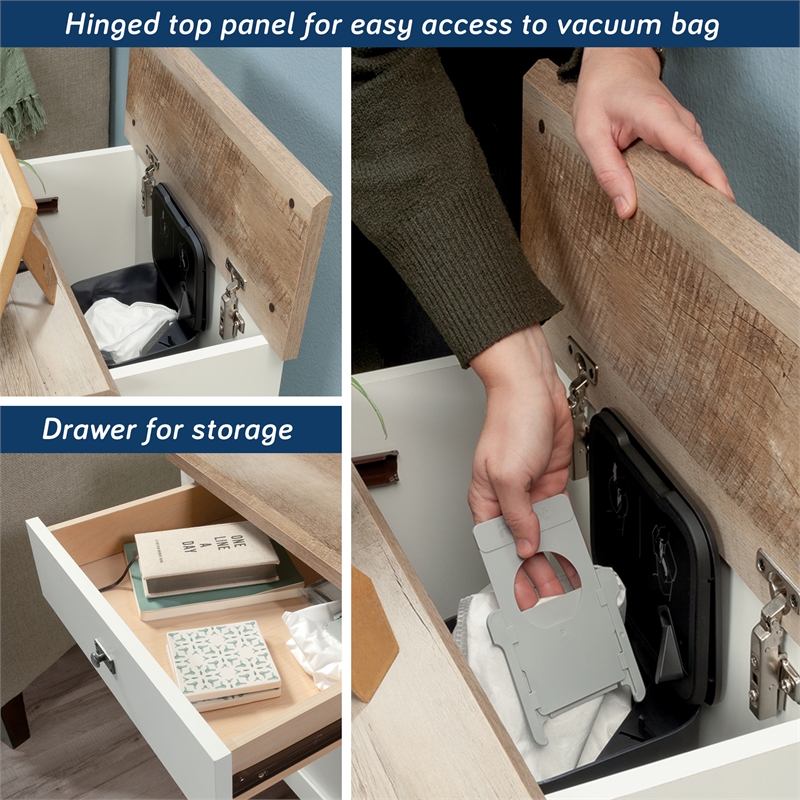 Pemberly Row Engineered Wood BotStop Side Table in Soft White Finish