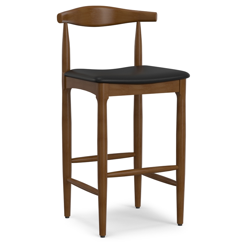 Pemberly Row 29 inch Bar Stool in Black Vegan Faux Leather & Fully Assembled