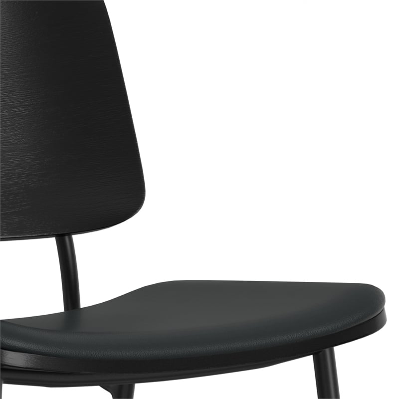 Pemberly Row Modern Urban Dining Chair (Set of 2) in Black Vegan Faux Leather