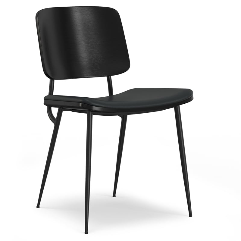 Pemberly Row Modern Urban Dining Chair (Set of 2) in Black Vegan Faux Leather