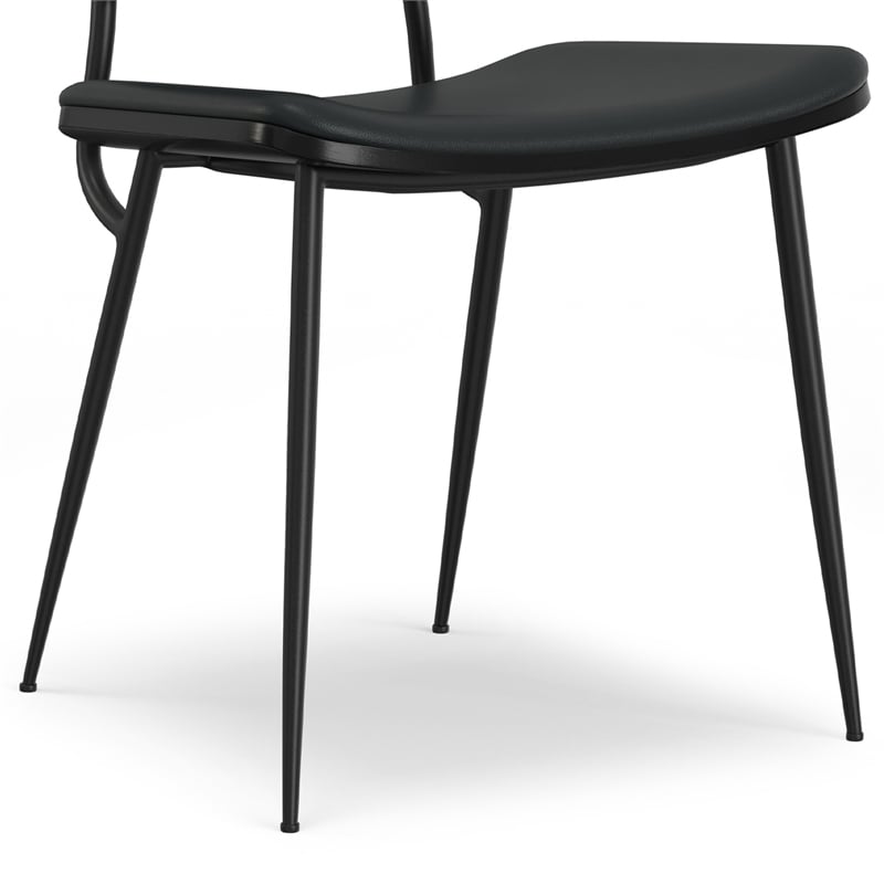 Pemberly Row Modern Urban Dining Chair (Set of 2) in Black Vegan Faux Leather