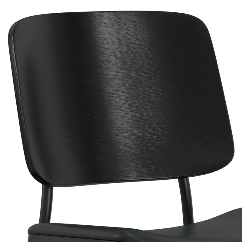 Pemberly Row Modern Urban Dining Chair (Set of 2) in Black Vegan Faux Leather
