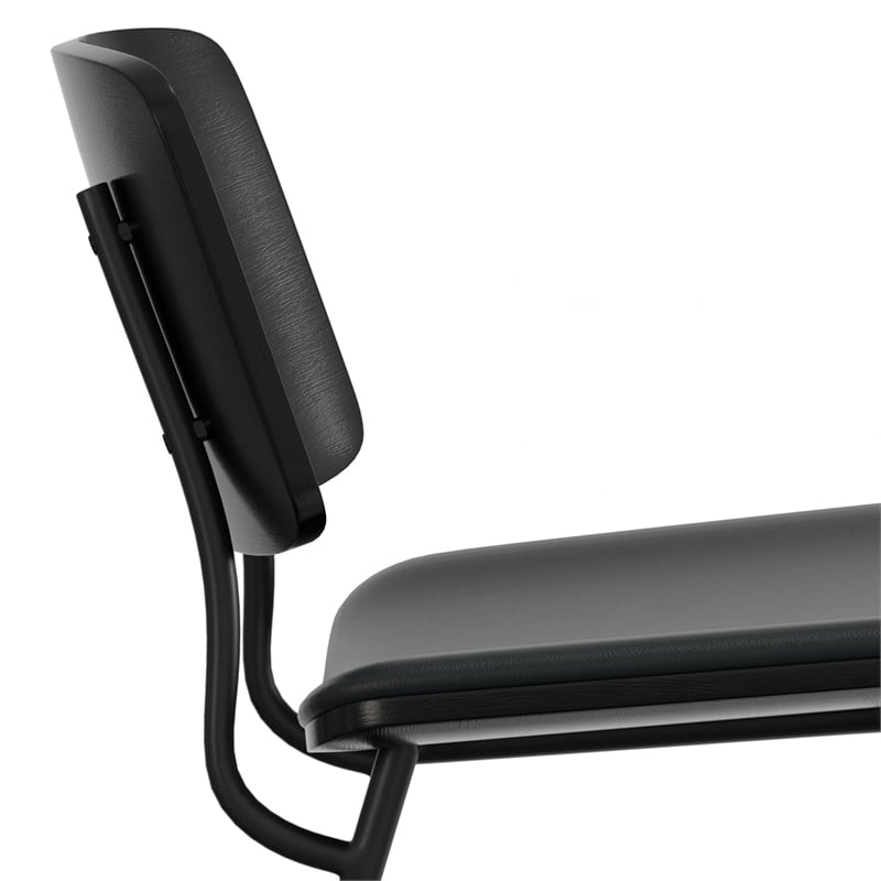 Pemberly Row Modern Urban Dining Chair (Set of 2) in Black Vegan Faux Leather