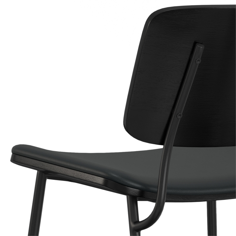 Pemberly Row Modern Urban Dining Chair (Set of 2) in Black Vegan Faux Leather
