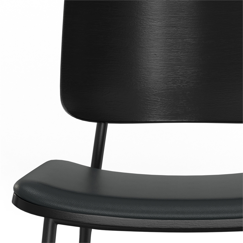 Pemberly Row Modern Urban Dining Chair (Set of 2) in Black Vegan Faux Leather