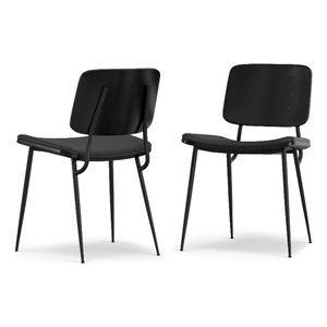 Pemberly Row Modern Urban Dining Chair (Set of 2) in Black Vegan Faux Leather