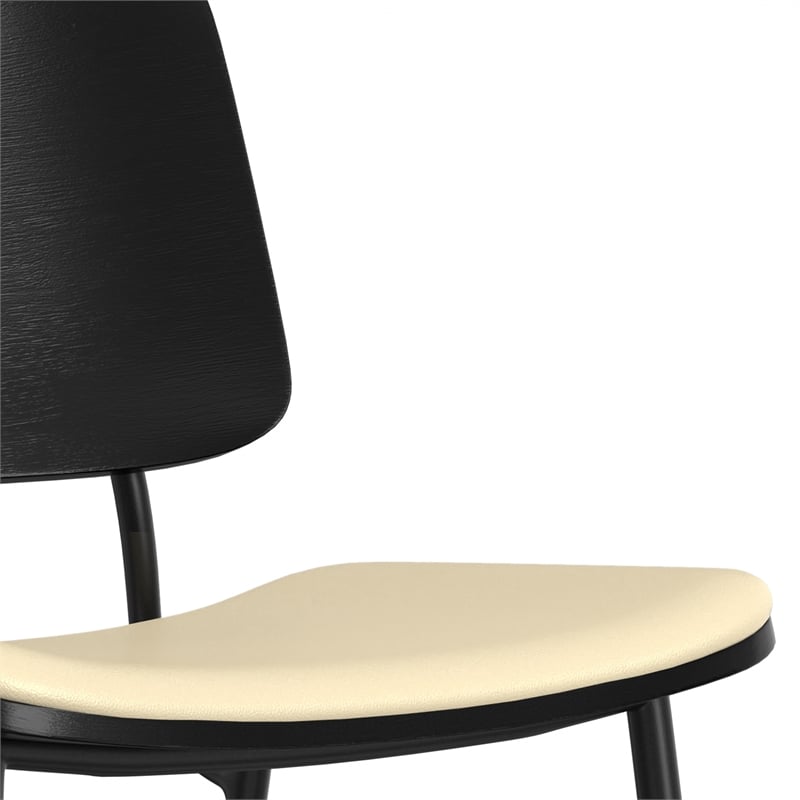 Pemberly Row Modern Urban Dining Chair (Set of 2) in Cream Vegan Faux Leather