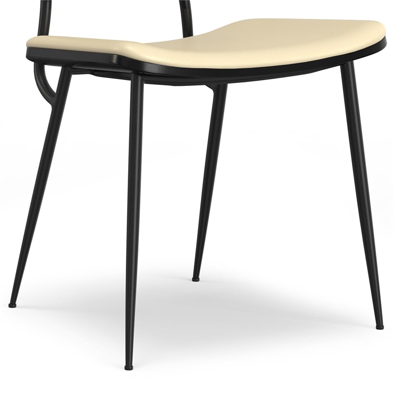 Pemberly Row Modern Urban Dining Chair (Set of 2) in Cream Vegan Faux Leather