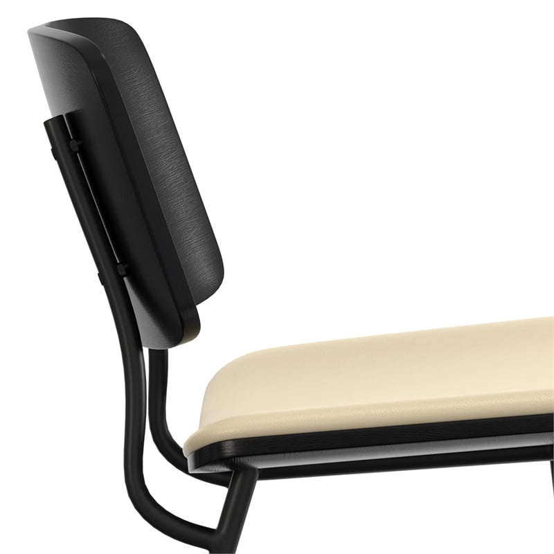 Pemberly Row Modern Urban Dining Chair (Set of 2) in Cream Vegan Faux Leather