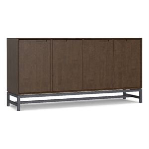 Pemberly Row SOLID WOOD & Metal 72x18&quot 4Door Sideboard Buffet in Walnut Brown