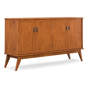Pemberly Row SOLID WOOD 66x17&quot Rectangle 4 Door Sideboard Buffet in Teak Brown