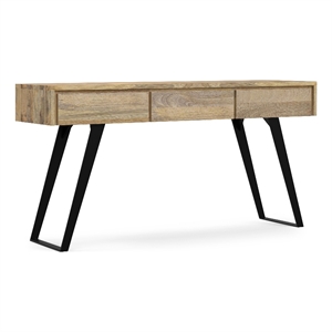 Pemberly Row SOLID MANGO WOOD and Metal 60&quot Wide Console Sofa Table in Natural
