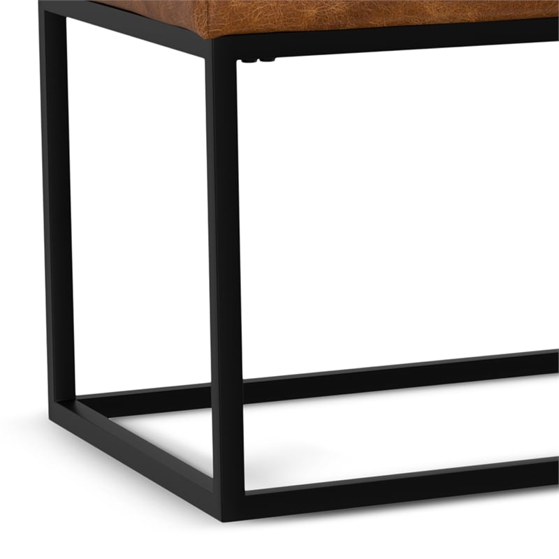 Pemberly Row 56 inch Wide Modern Rectangle Ottoman Bench in Tan Genuine Leather