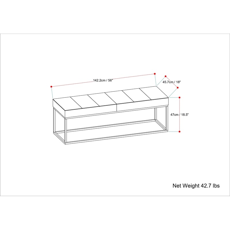 Pemberly Row 56 inch Wide Modern Rectangle Ottoman Bench in Tan Genuine Leather