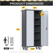 Pemberly Row Metal Storage Cabinet on Wheels for Garage and Office