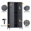 Pemberly Row Metal Locker with 6 Door for School and Employee Dark Gray