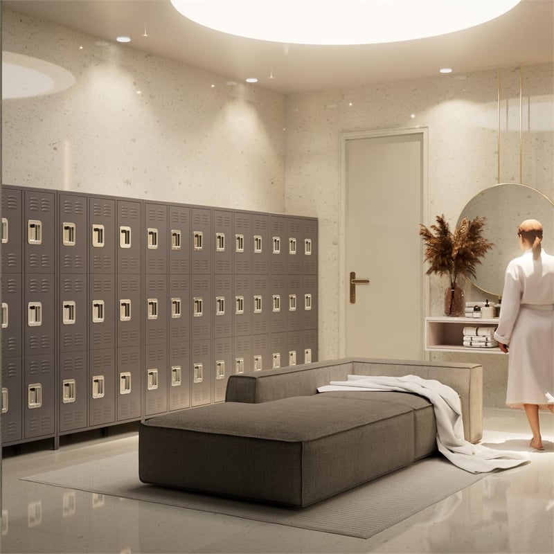 Pemberly Row Metal Locker with 9 Door for School and Employee Dark Gray