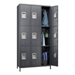 Pemberly Row Metal Locker with 9 Door for School and Employee Dark Gray