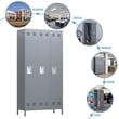 Pemberly Row Metal Locker with 3 Door for School and Employee Light Gray