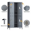 Pemberly Row Metal Lockers with 6 Door for School and Employee Light Gray