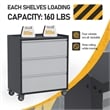 Pemberly Row Three Drawers Metal Garage Storage Cabinet with Wheels in Gray