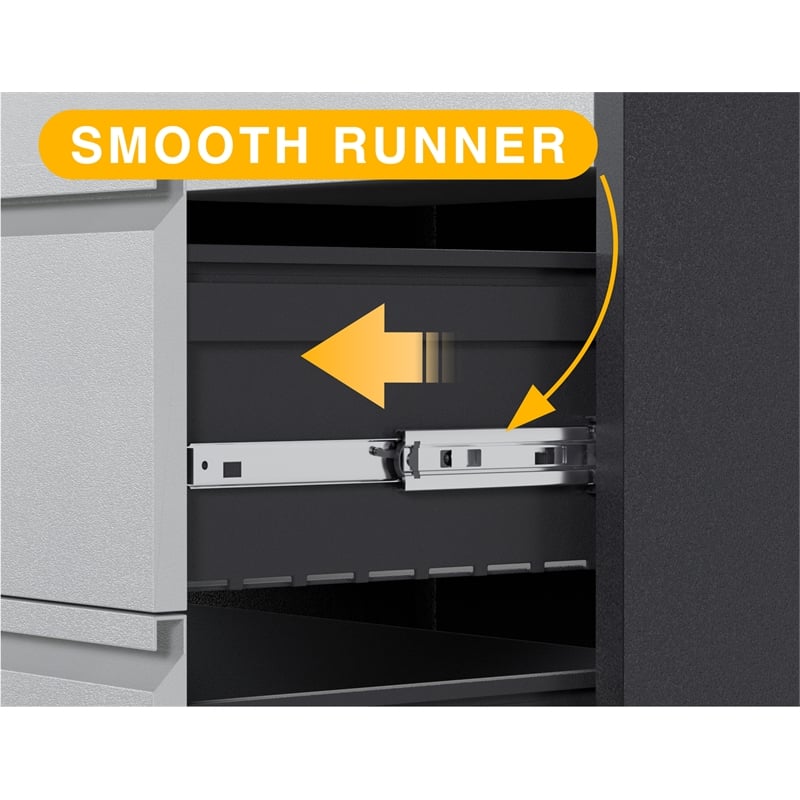 Pemberly Row Three Drawers Metal Garage Storage Cabinet with Wheels in Gray