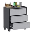 Pemberly Row Three Drawers Metal Garage Storage Cabinet with Wheels in Gray