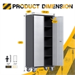 Pemberly Row Metal Storage Cabinet with Lock and 4 Shelves in Gray and Black