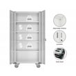 Pemberly Row Metal Storage Cabinet with Wheels Rolling for Office in Off White