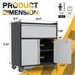 Pemberly Row Metal Garage Storage Cabinet with Lock and Wheels Rolling in Gray