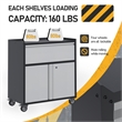 Pemberly Row Metal Garage Storage Cabinet with Lock and Wheels Rolling in Gray