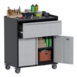 Pemberly Row Metal Garage Storage Cabinet with Lock and Wheels Rolling in Gray