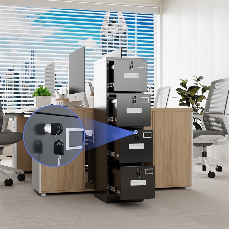 Pemberly Row 4 Drawer Vertical File Cabinet Metal Office Files Storage Cabinet