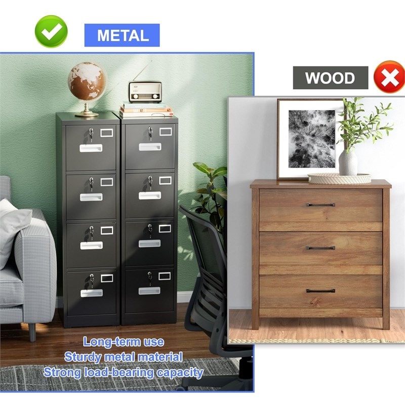 Pemberly Row 4 Drawer Vertical File Cabinet Metal Office Files Storage Cabinet