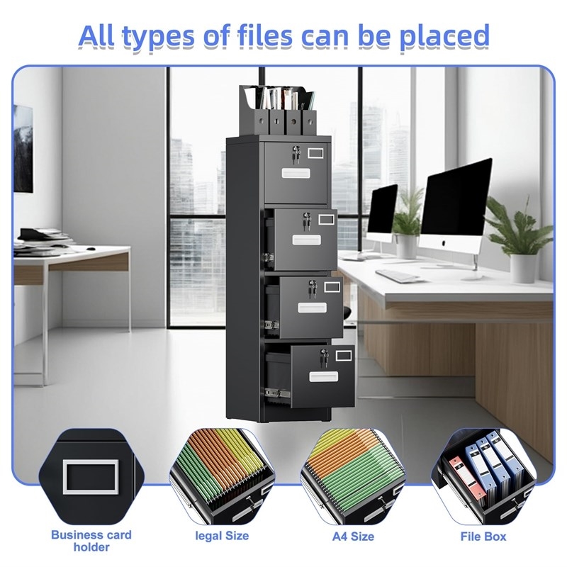 Pemberly Row 4 Drawer Vertical File Cabinet Metal Office Files Storage Cabinet