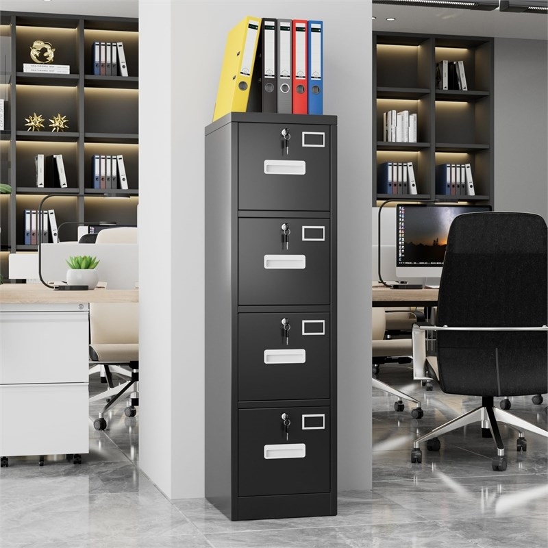 Pemberly Row 4 Drawer Vertical File Cabinet Metal Office Files Storage Cabinet