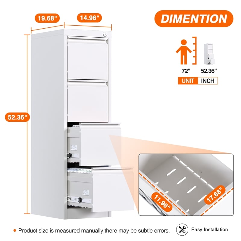 Pemberly Row 4 Drawer Vertical File Cabinet Metal Office Files Storage Cabinet