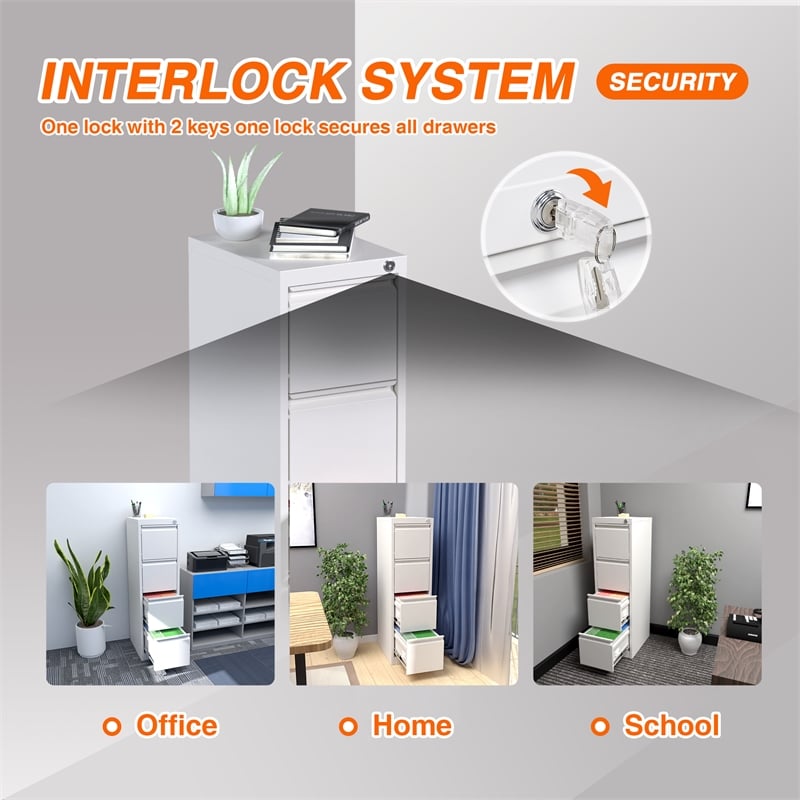 Pemberly Row 4 Drawer Vertical File Cabinet Metal Office Files Storage Cabinet