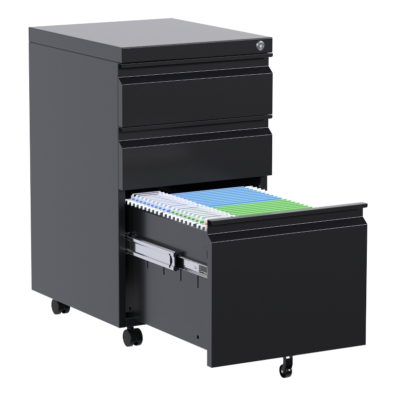 Pemberly Row Mobile File Cabinet w/ 3 Drawers for Office & Home Fully Assembled