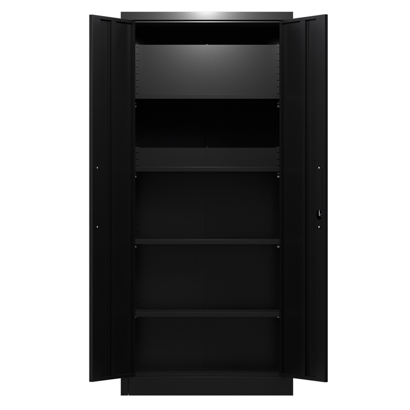 Pemberly Row Metal Garage Storage Cabinet w/ Doors & Lock Steel Locking in Black