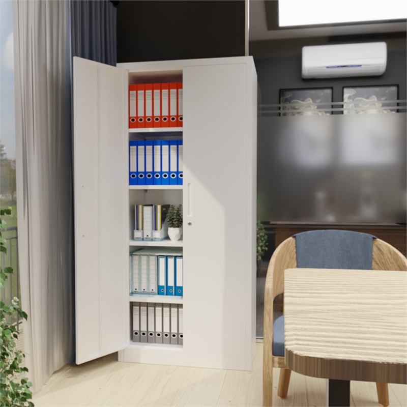 Pemberly Row Metal Garage Storage Cabinet w/ Doors & Lock Steel Locking in White