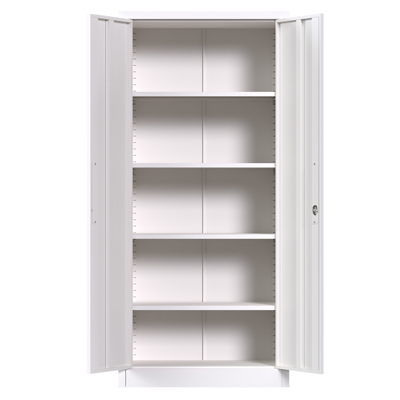 Pemberly Row Metal Storage Cabinet w/ Locking Doors & Adjustable Shelves - White