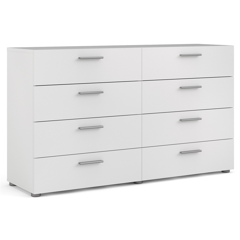Pemberly Row 2-Piece Set with 8 Drawer Double Dresser & 4 Drawer Chest in White