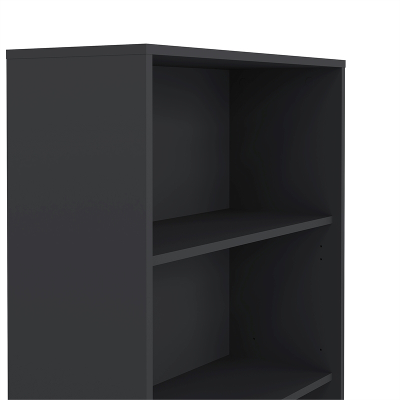 Pemberly Row Contemporary Adjustable 3 Shelf Bookcase in Matte Grey