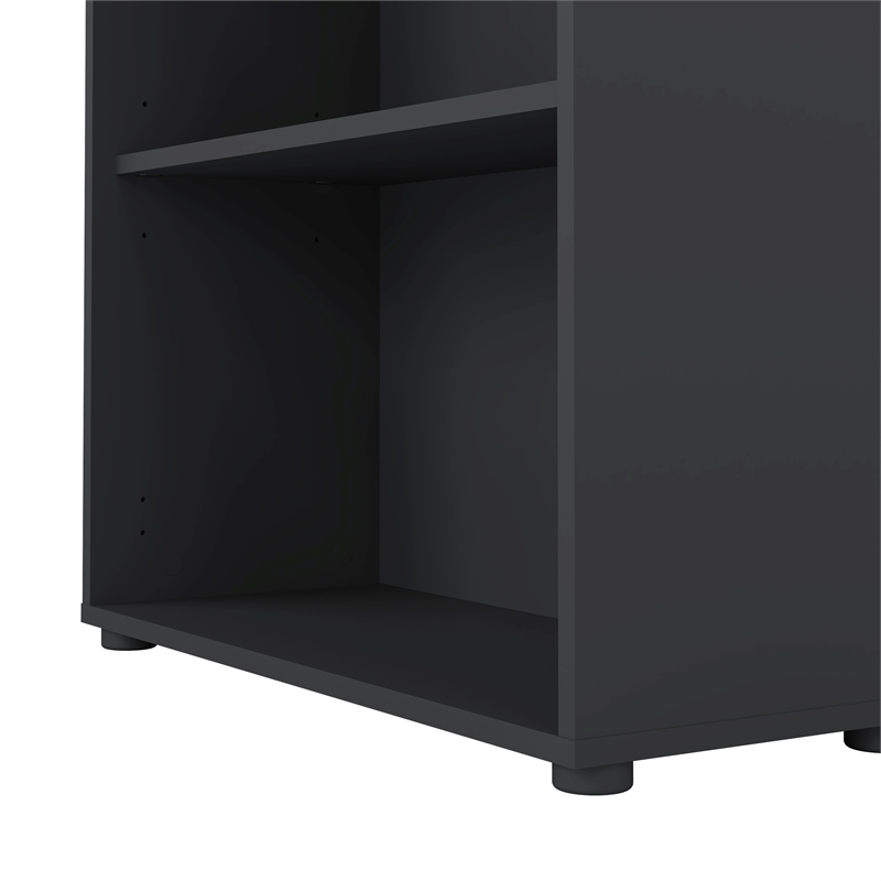 Pemberly Row Contemporary Adjustable 3 Shelf Bookcase in Matte Grey