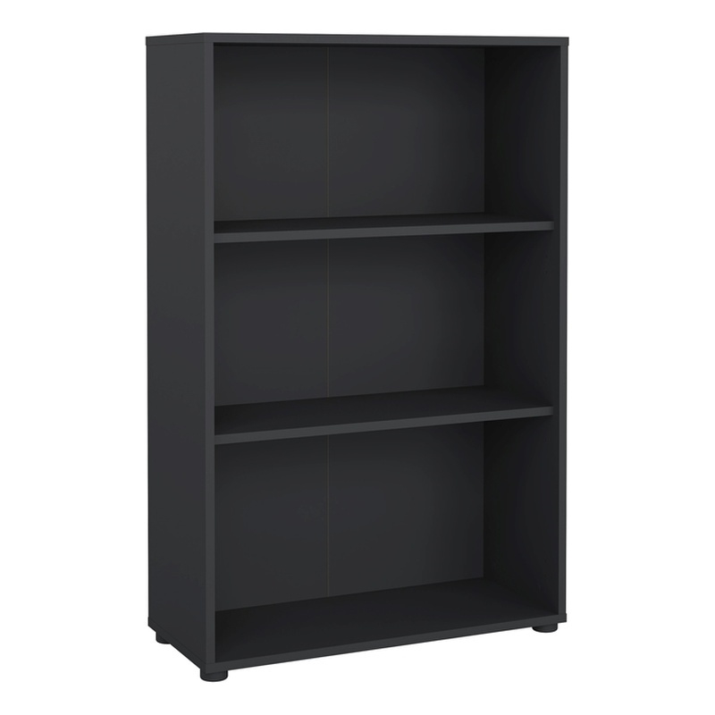 Pemberly Row Contemporary Adjustable 3 Shelf Bookcase in Matte Grey
